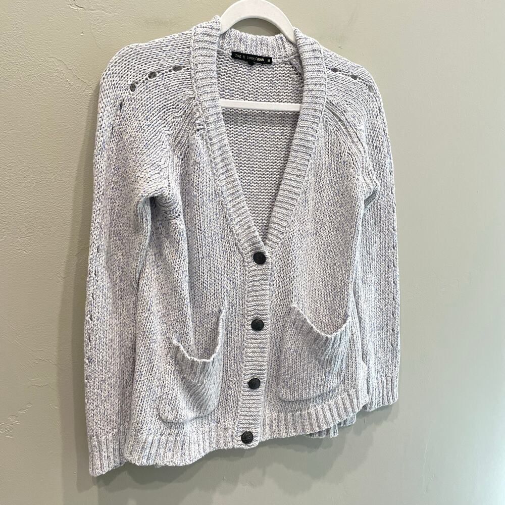 Rag & Bone Candace Cardigan in Ivory Blue Lavender - Size: Medium - Picture 6 of 11